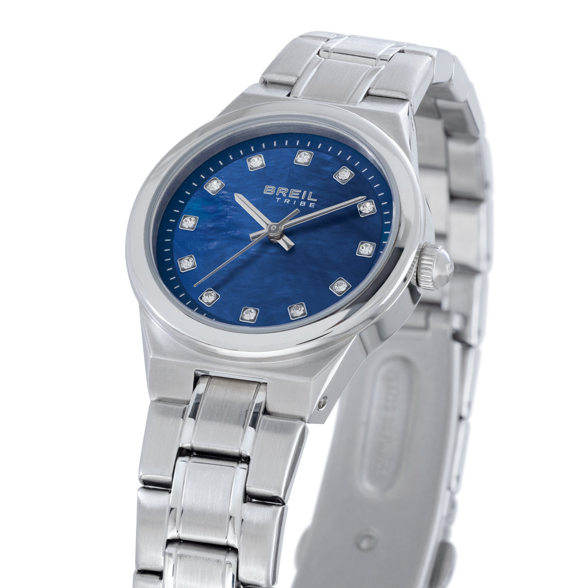 Breil Fiji EW0854, dettaglio quadrante madreperla blu con indici a cristalli – CICCO Gioielleria