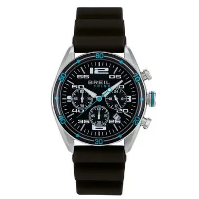 Breil Score EW0755 | Cronografo Uomo Urban Quadrante Nero Lunetta Anice Silicone 43mm Vista Frontale | Gioielleria CICCO