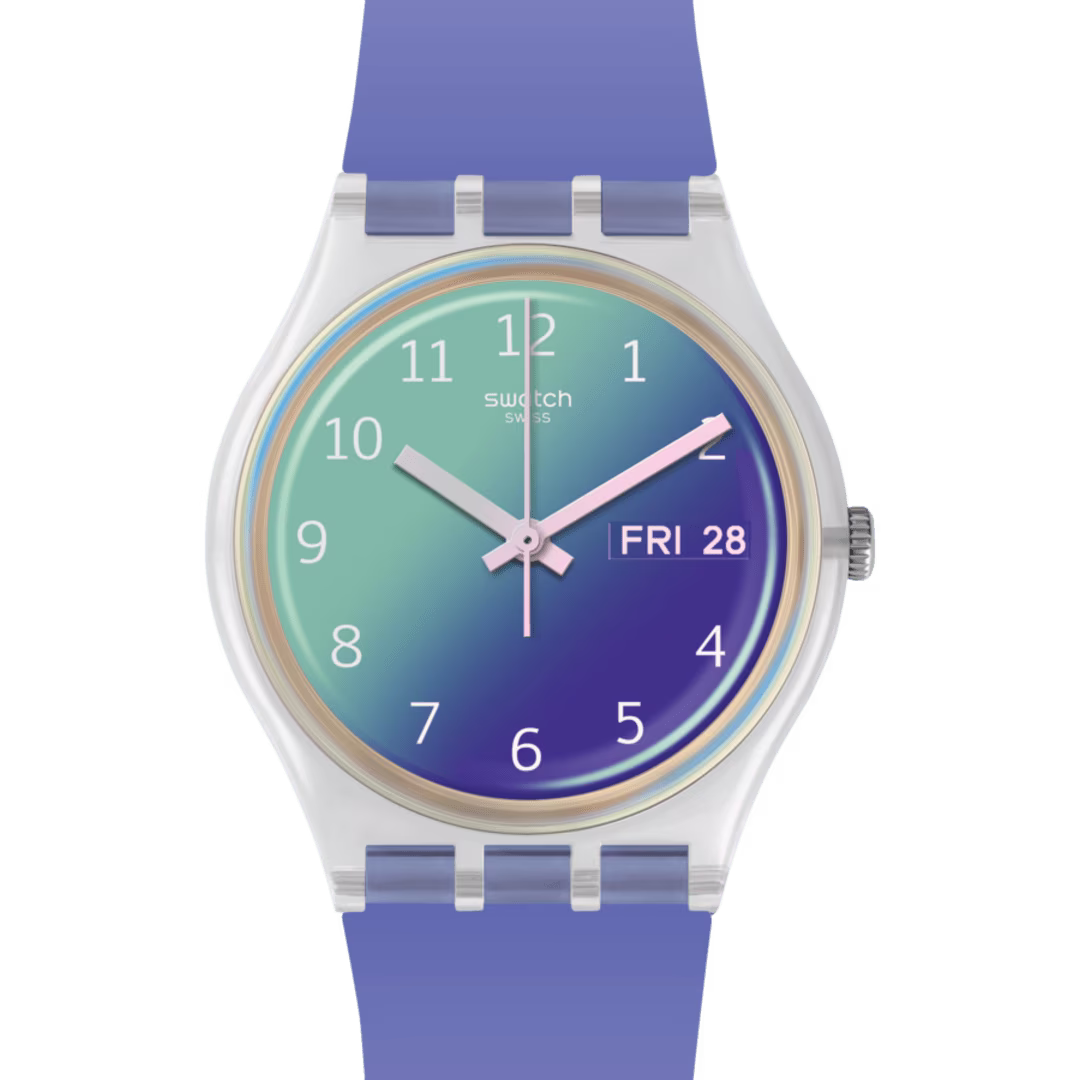 Orologio Swatch ULTRALAVANDE GE718 – Dettaglio quadrante Solar Spectrum Glass viola – Cicco Gioielleria