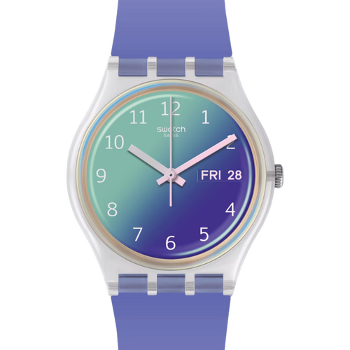 Orologio Swatch ULTRALAVANDE GE718 – Dettaglio quadrante Solar Spectrum Glass viola – Cicco Gioielleria