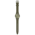 Orologio Swatch PEARLYGREEN GG712 verde perlato con cinturino aperto, vista frontale completa, CICCO Gioielleria.