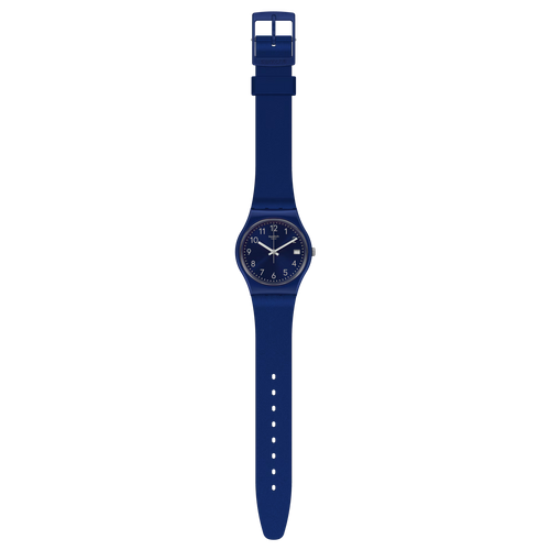 Swatch Gent GN416 Argento in Blu – Orologio uomo quadrante blu con dettagli argento, vista frontale – CICCO Gioielleria