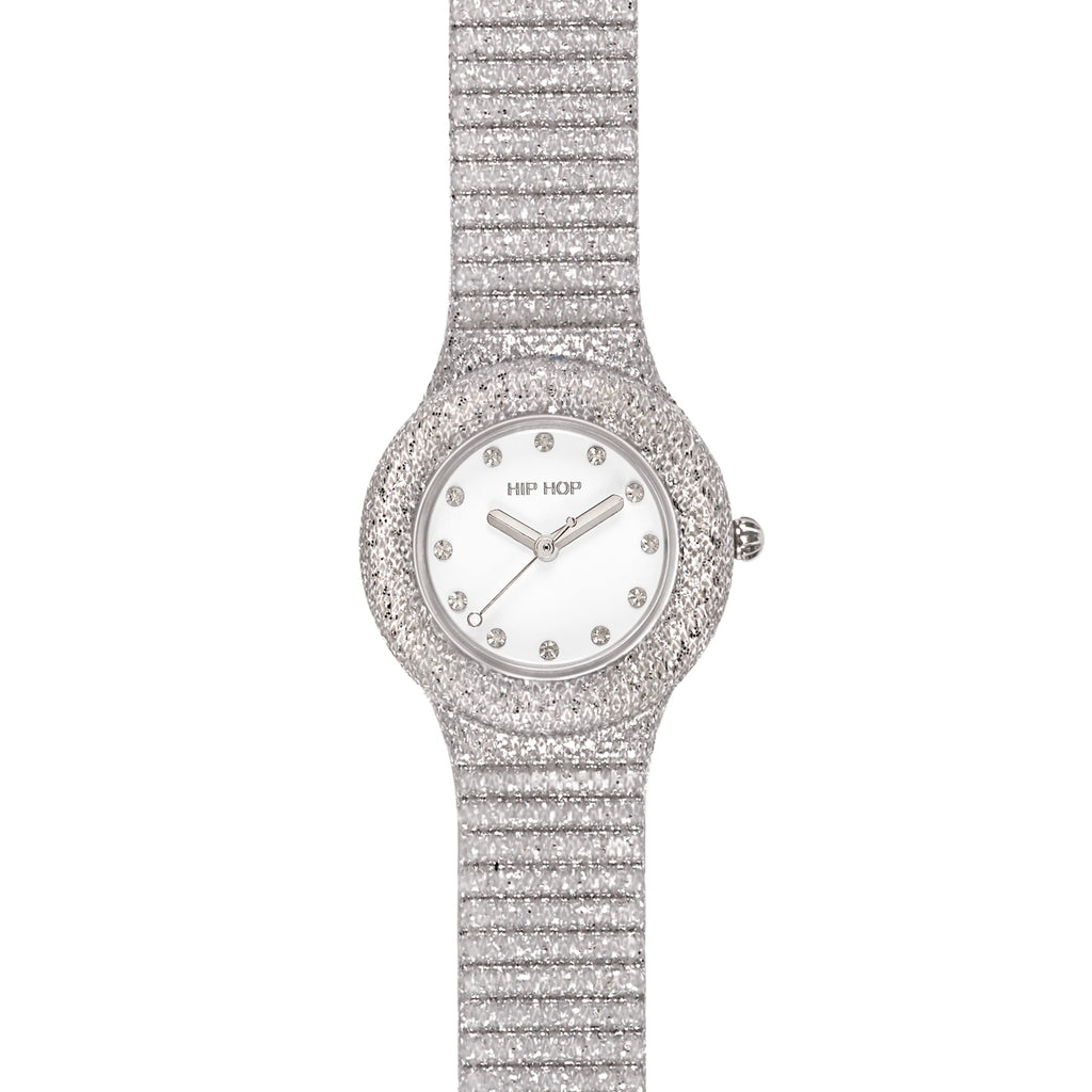 Orologio Hip Hop Shimmer Crush HWU1336 silver con cinturino in silicone e lurex argento – CICCO Gioielleria
