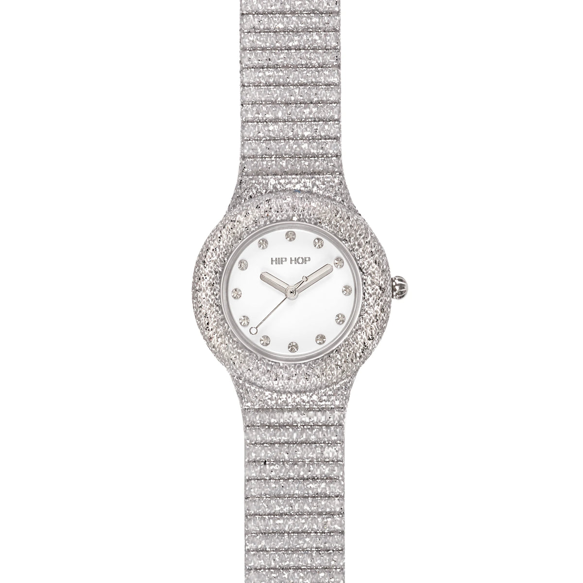 Orologio Hip Hop Shimmer Crush HWU1336 silver con cinturino in silicone e lurex argento – CICCO Gioielleria