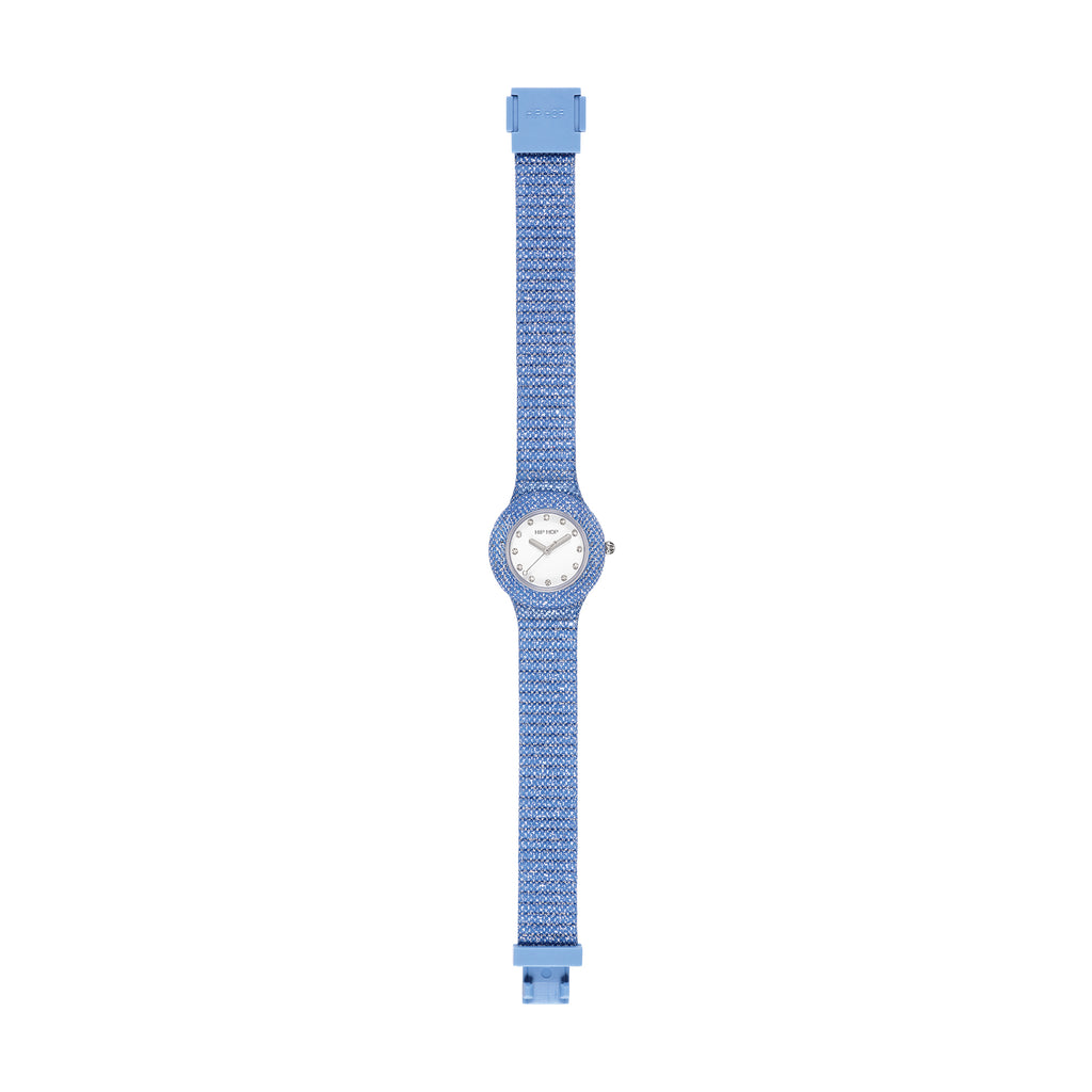 ettagli dell’orologio Hip Hop Shimmer Crush HWU1337 con cinturino RPL blue denim – CICCO Gioielleria⠋