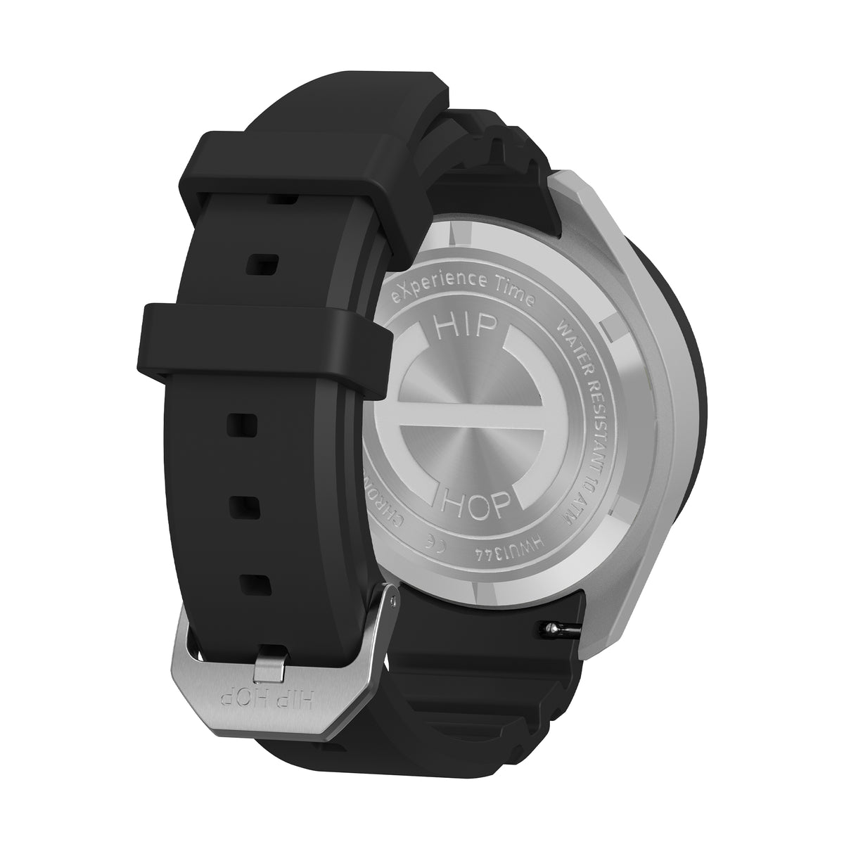 Orologio Hip Hop XT10 HWU1344 Graphite Black – Vista posteriore con dettaglio della cassa e della fibbia