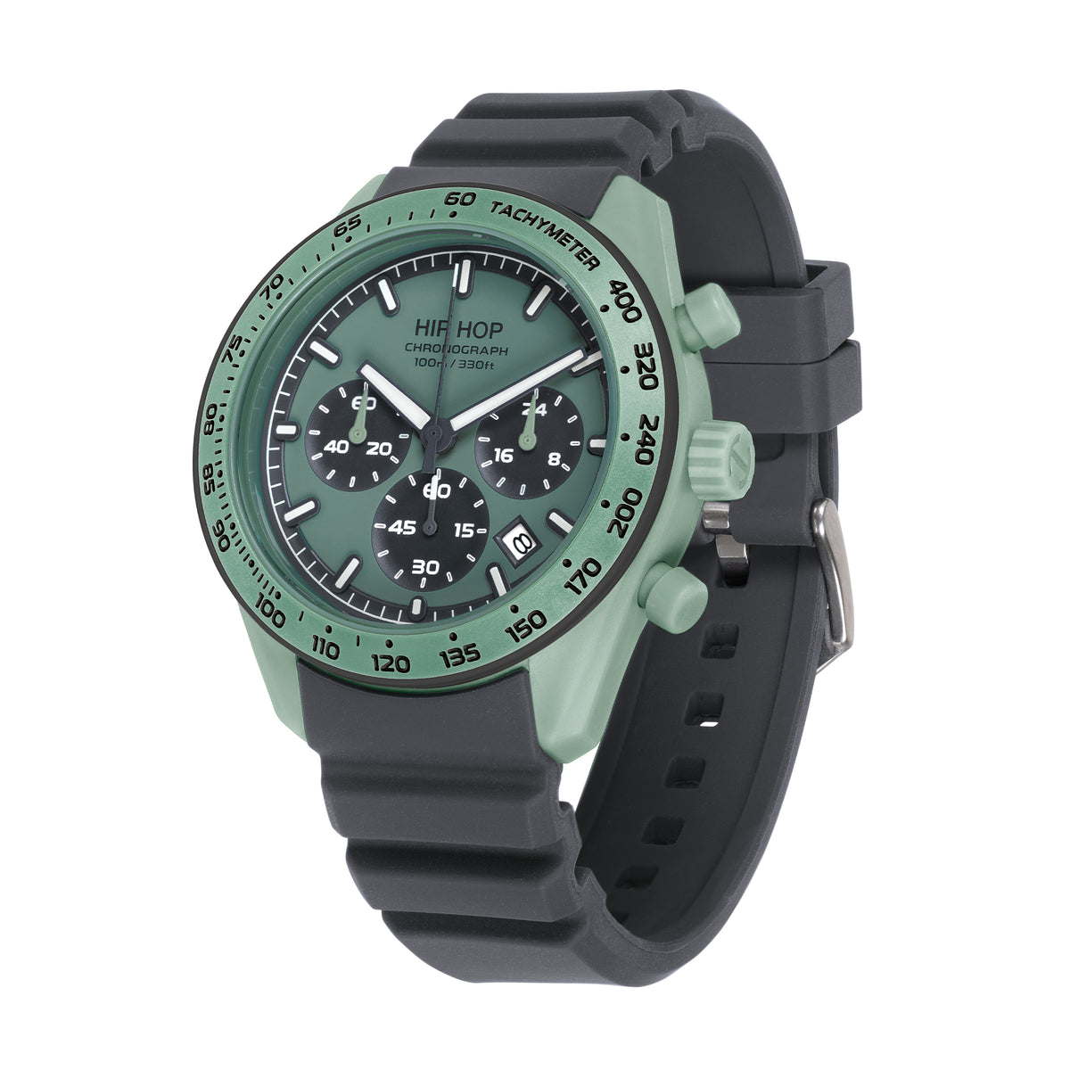 Orologio Hip Hop XT10 HWU1346 Sage Green – Vista dell’orologio e del quadrante