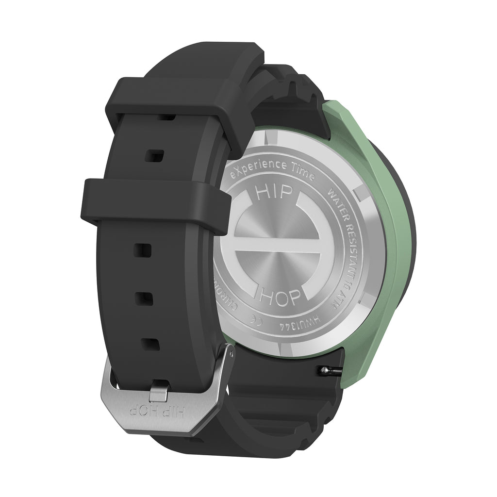 Orologio Hip Hop XT10 HWU1346 Sage Green – Vista posteriore con dettaglio della cassa e della fibbia