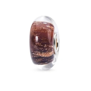 Trollbeads Luce Tramonto TGLBE-10265 – Bead in vetro di Murano rosso-bruno con glitter interni – Cicco Gioielleria