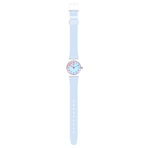 Swatch Lady LK396 Casual Blue – Orologio donna azzurro casual, vista frontale su sfondo bianco – CICCO Gioielleria