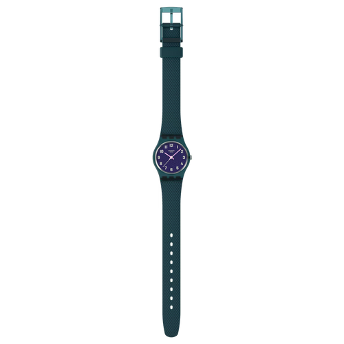 Swatch Lady LK397 Teal Weave – Orologio donna quadrante verde acqua intrecciato, vista frontale su sfondo bianco – CICCO Gioielleria