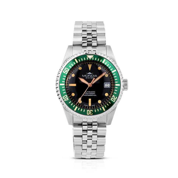 Mondia Icon History Jubilee MS018014 | Orologio Uomo 40mm Quadrante Verde Bracciale Jubilee Acciaio Vista Frontale | Gioielleria CICCO
