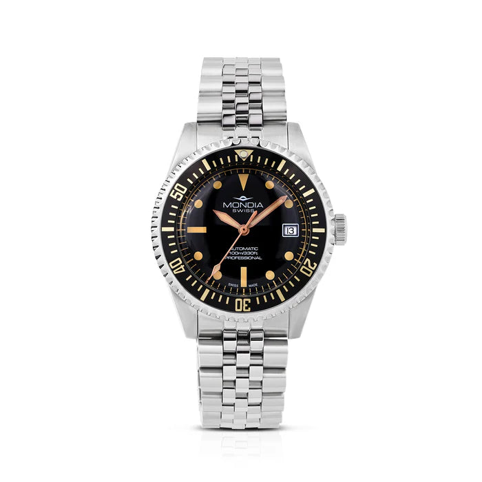 Mondia Icon History Jubilee MS018016 | Orologio Uomo 40mm Quadrante Nero Bracciale Jubilee Acciaio Vista Frontale | Gioielleria CICCO
