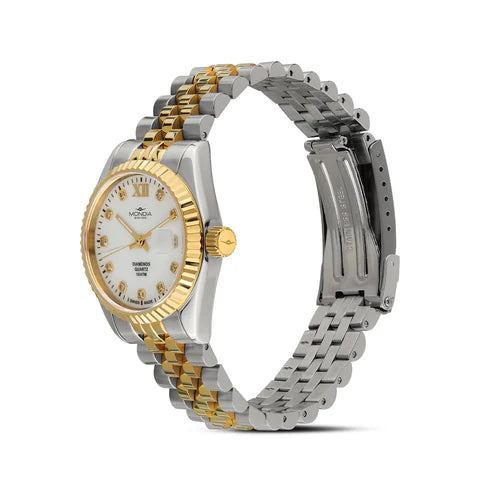 Mondia Icon Lady Diamanti Jubilee MS020009 | Orologio Donna 30mm Bicolore Silver Gold Diamanti Bracciale Jubilee Dettaglio cinturino | Gioielleria CICCO
