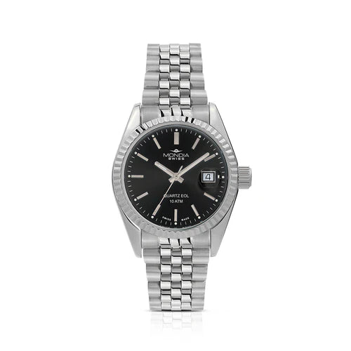 Mondia Icon Lady Jubilee MS020020 | Orologio Donna 30mm Quadrante Nero Bracciale Jubilee Acciaio Vista Frontale | Gioielleria CICCO

