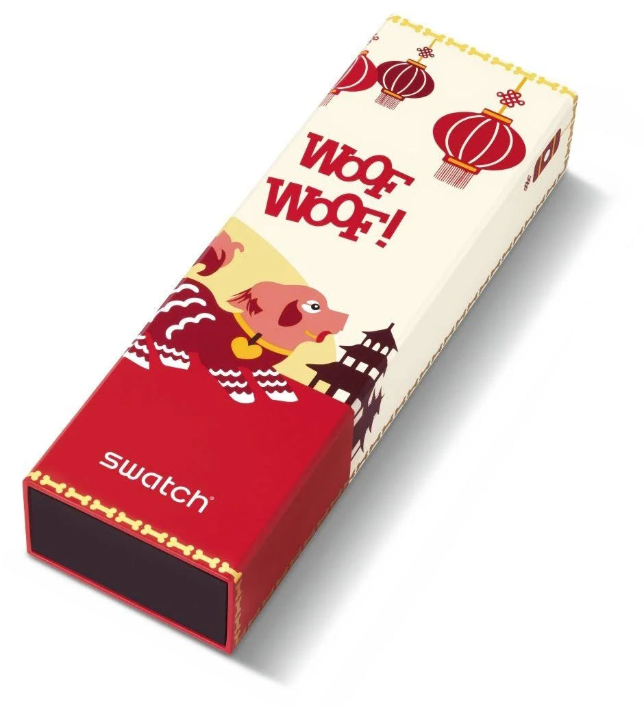 Confezione Swatch SUOZ266 Woof New Year 2018 – packaging edizione speciale Capodanno Cinese