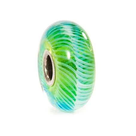 Bead Trollbeads Piuma Turchese TGLBE-10243 – Charm in vetro di Murano turchese lavorato a mano, fuori produzione dal 2020 – CICCO Gioielleria