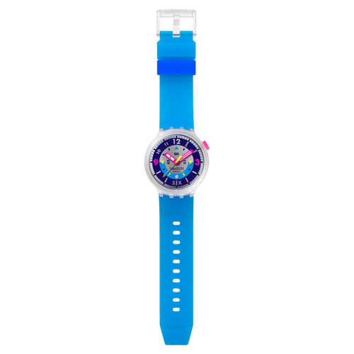 Orologio Swatch Neon Hielo Big Bold SB01K400 – Cassa trasparente con quadrante effetto specchio multicolore – SWATCH – CICCO Gioielleria