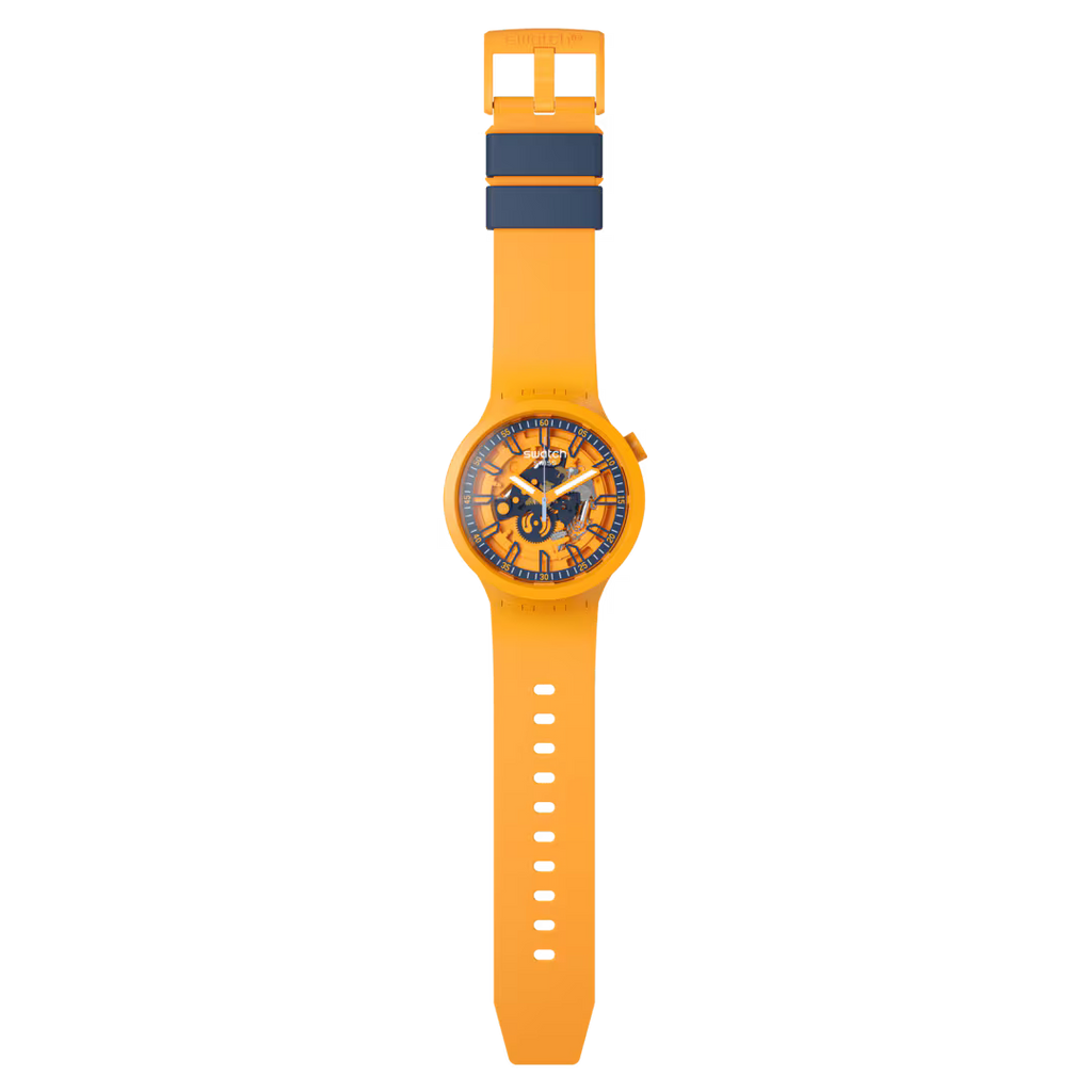 Swatch Big Bold SB01O100 Fresh Orange – Orologio oversize arancio, vista frontale su sfondo bianco – CICCO Gioielleria