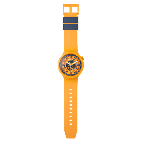 Swatch Big Bold SB01O100 Fresh Orange – Orologio oversize arancio, vista frontale su sfondo bianco – CICCO Gioielleria