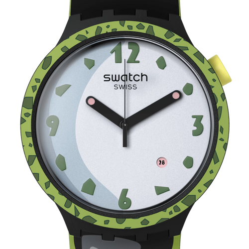 Swatch SB01Z401 Cell x Swatch – dettaglio quadrante con grafica Dragon Ball