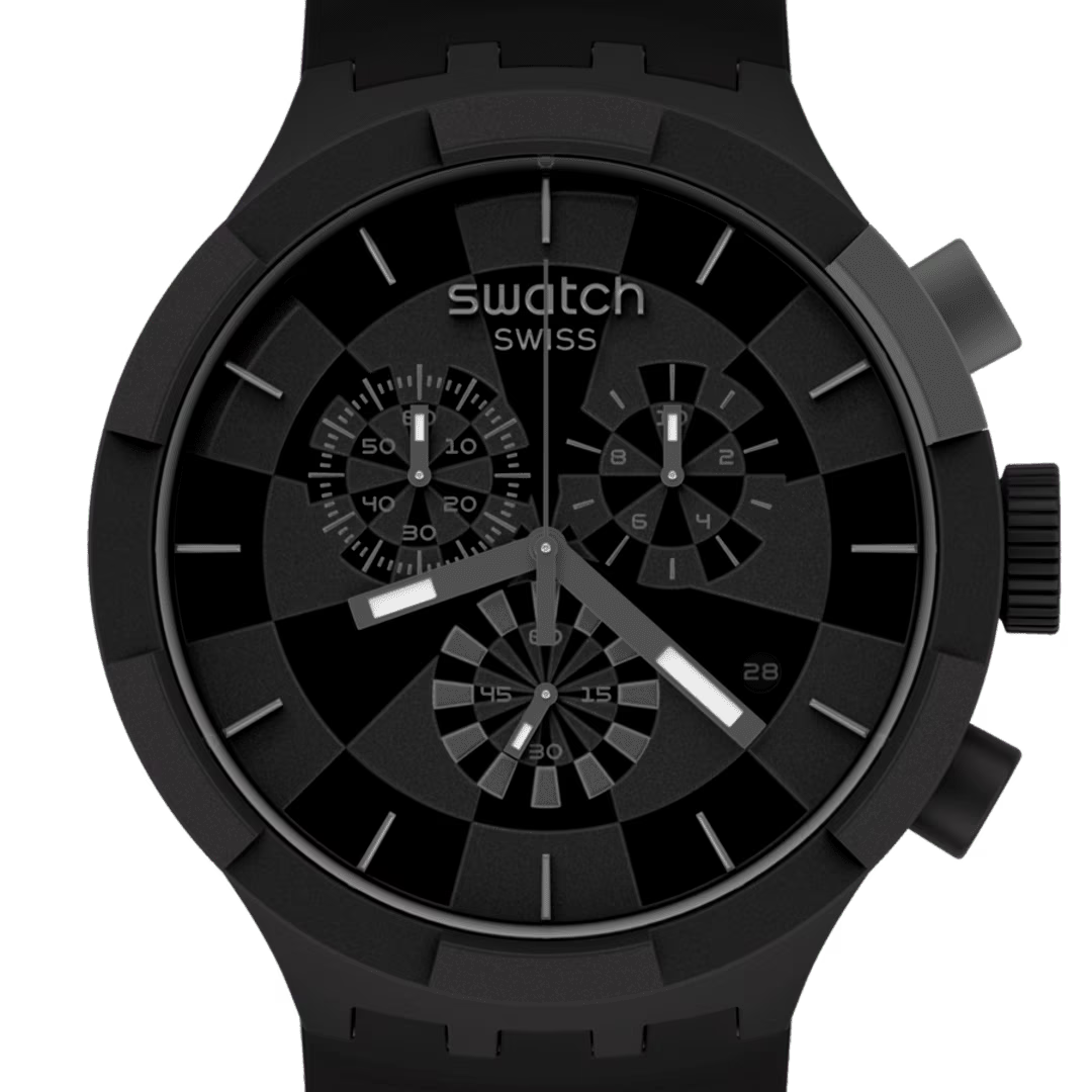 Swatch Big Bold Chrono Checkpoint Black – Vista laterale cronografo oversize nero – SWATCH