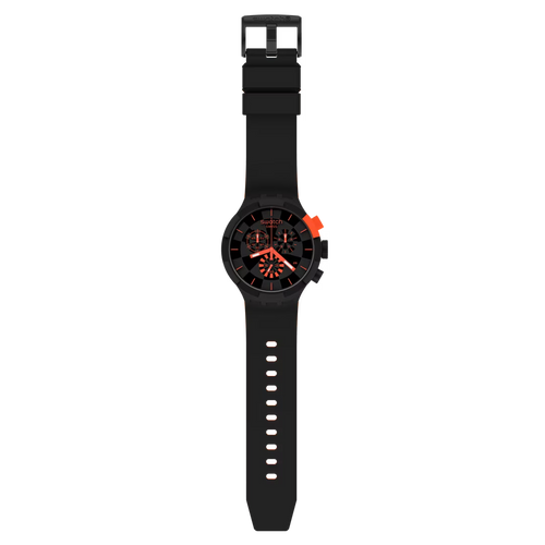Swatch Big Bold Chrono CHECKPOINT RED SB02B402 – Vista frontale quadrante a scacchi rosso | Cicco Gioielleria