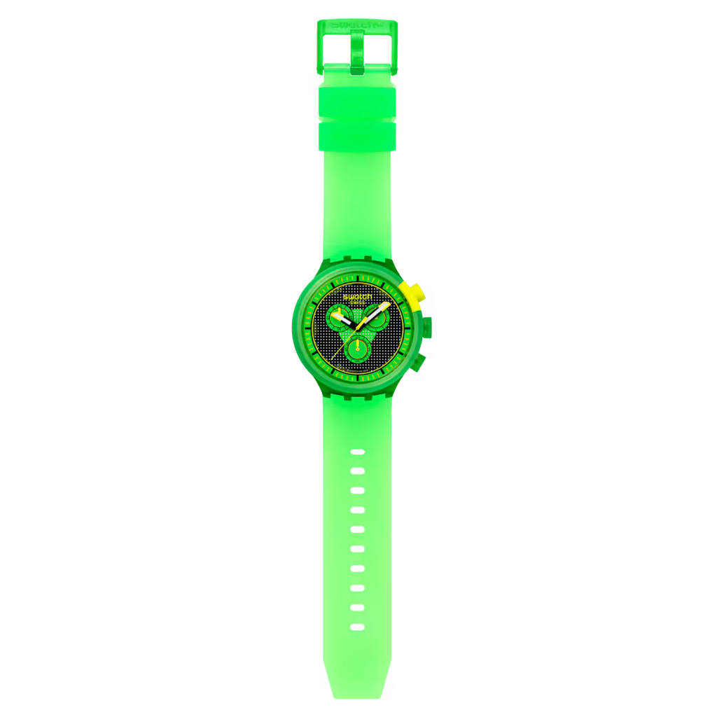 Orologio Swatch GLOWINGLY GREEN SB02G100 – Chrono Big Bold da Cicco Gioielleria
