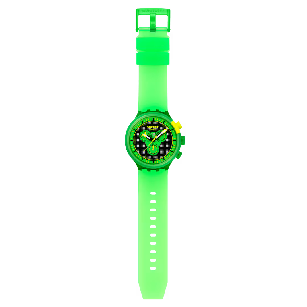 Orologio Swatch GLOWINGLY GREEN SB02G100 – Chrono Big Bold da Cicco Gioielleria