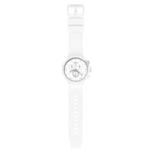 Swatch Big Bold Chrono SB02W400 Chequered White – Cronografo oversize bianco a scacchi, vista frontale – CICCO Gioielleria
