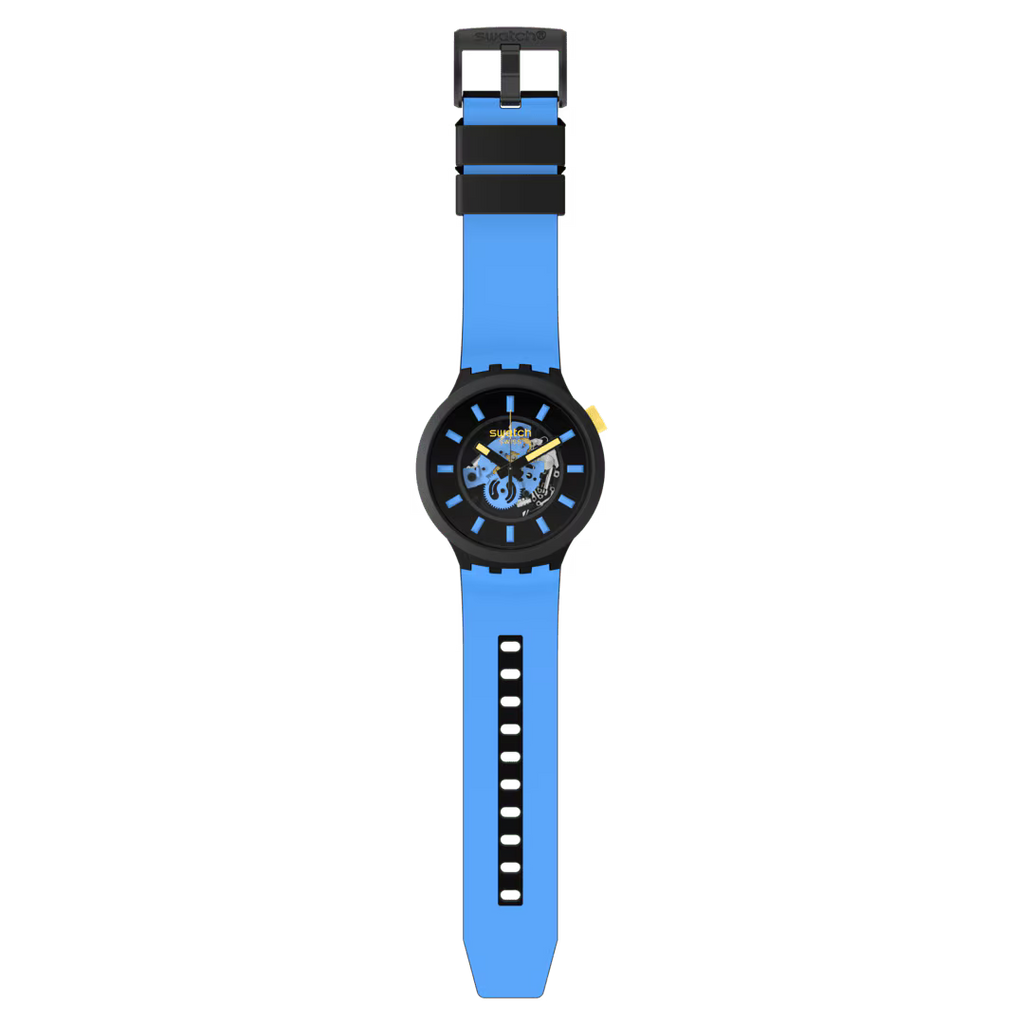 Swatch Big Bold Travel by Day – Orologio oversize multicolore, vista frontale su sfondo bianco – CICCO Gioielleria