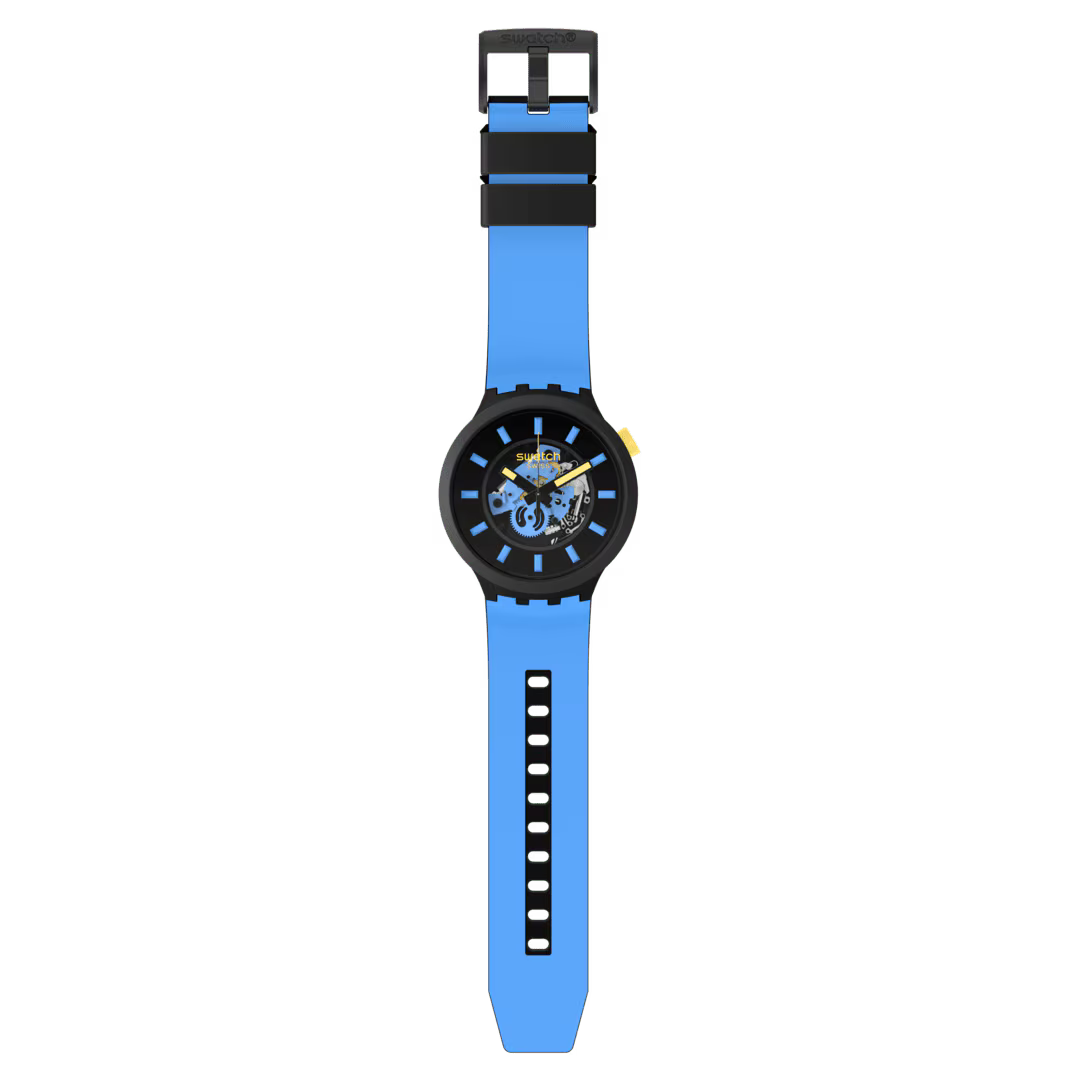 Swatch Big Bold Travel by Day – Orologio oversize multicolore, vista frontale su sfondo bianco – CICCO Gioielleria