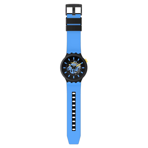 Swatch Big Bold Travel by Day – Orologio oversize multicolore, vista frontale su sfondo bianco – CICCO Gioielleria
