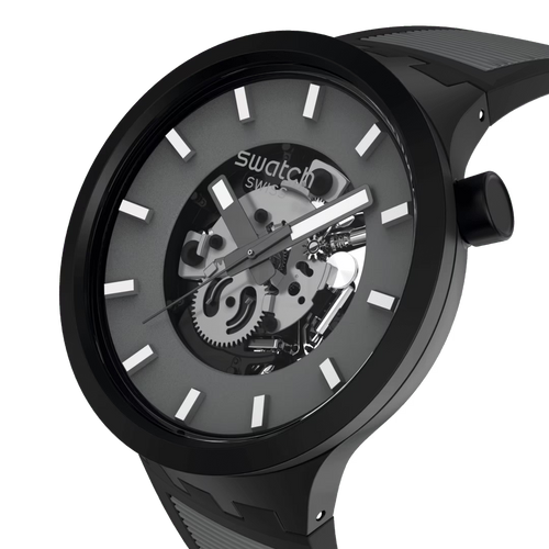 Swatch Big Bold SB05B109 Past The Horizon – Vista laterale cassa oversize Bioceramic blu – SWATCH
