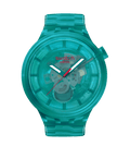 Swatch Big Bold Turquoise Joy – Orologio oversize turchese Bioceramic, vista frontale su sfondo bianco – CICCO Gioielleria