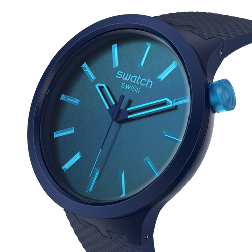 Orologio Swatch INDIGO GLOW Big Bold – Vista laterale | Cicco Gioielleria