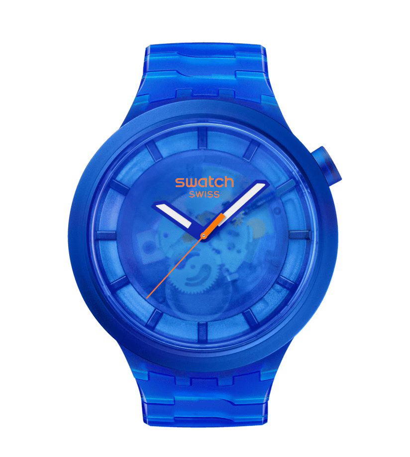 Swatch Big Bold SB05N116 Navy Joy – Orologio oversize blu navy, vista frontale su sfondo bianco – CICCO Gioielleria
