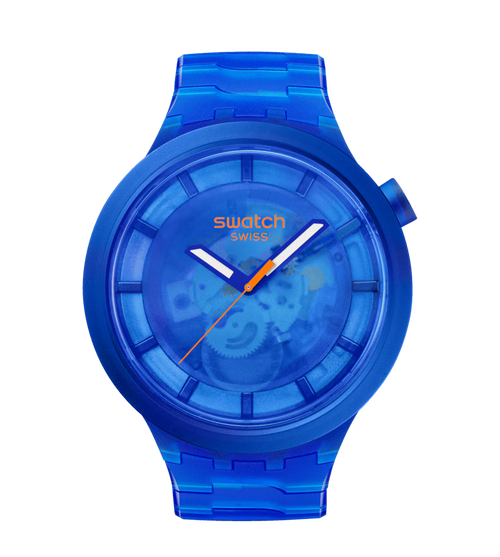 Swatch Big Bold SB05N116 Navy Joy – Orologio oversize blu navy, vista frontale su sfondo bianco – CICCO Gioielleria