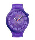 Swatch Big Bold Purple Joy – Orologio oversize viola, vista frontale su sfondo bianco – CICCO Gioielleria