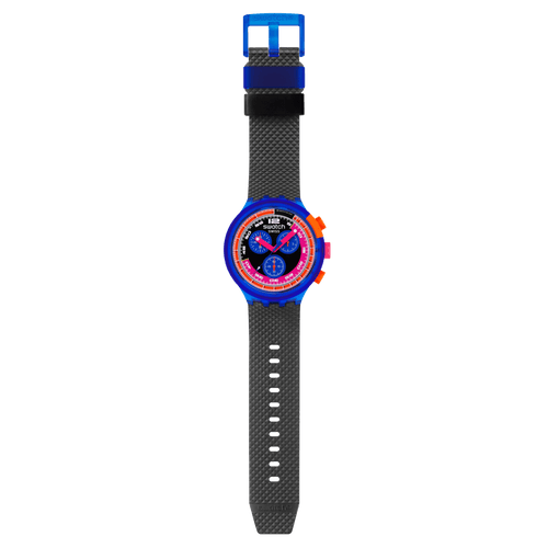 Orologio Swatch Neon Party to the Max Chrono Big Bold SB06N102 – Cassa blu biosourced con pulsanti multicolore – SWATCH – CICCO Gioielleria