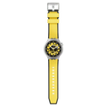 Swatch Big Bold Irony Bolden Yellow – Orologio oversize acciaio giallo, vista frontale su sfondo bianco – CICCO Gioielleria