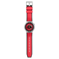 Swatch Big Bold Irony Red Juicy – Orologio oversize acciaio rosso, vista frontale su sfondo bianco – CICCO Gioielleria