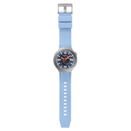 Swatch Big Bold Irony Moment – Orologio oversize acciaio, vista frontale su sfondo bianco – CICCO Gioielleria