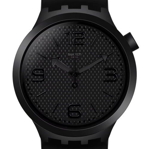 Swatch Big Bold SO27B100 Bbblack – Vista laterale cassa oversize nera Bioceramic – SWATCH