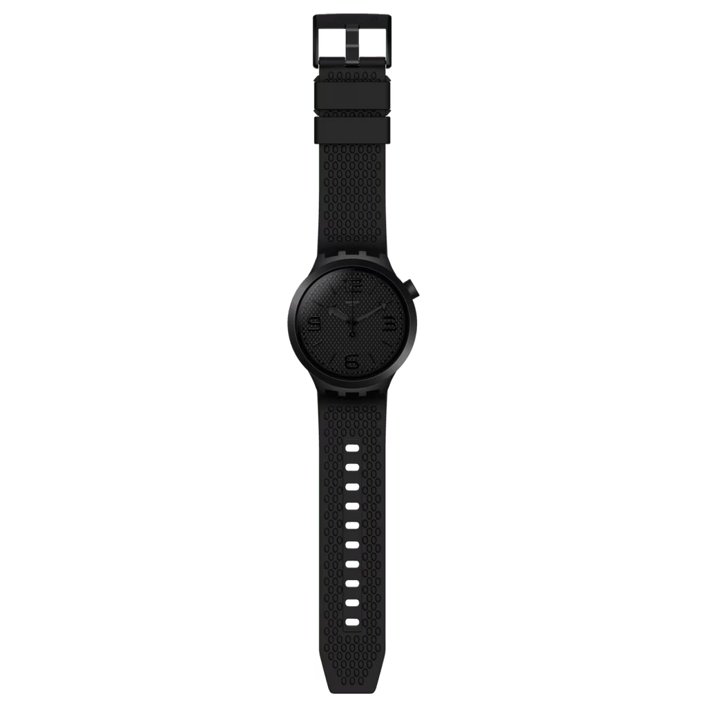 Swatch Big Bold SO27B100 Bbblack – Orologio oversize nero, vista frontale su sfondo bianco – CICCO Gioielleria