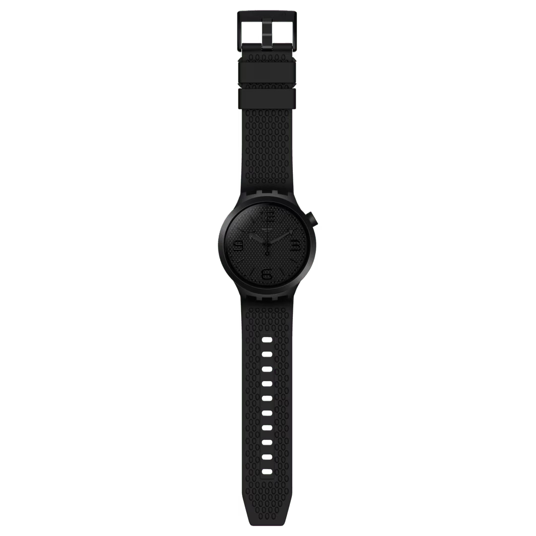 Swatch Big Bold SO27B100 Bbblack – Orologio oversize nero, vista frontale su sfondo bianco – CICCO Gioielleria