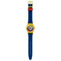 Swatch SO28J400 – Orologio giallo biosourced con quadrante multicolore su sfondo neutro