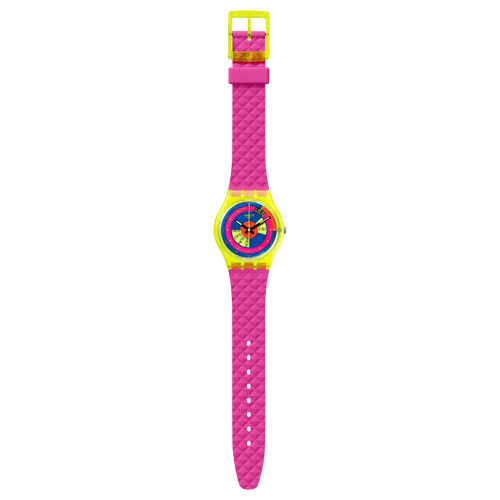 Prodotto: Orologio Swatch SO28J700 SKYCHART con cassa gialla trasparente e cinturino rosa