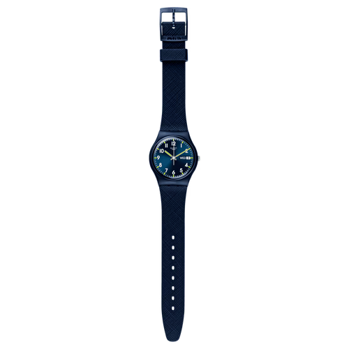 Swatch Gent SO29N101 Sir Blue – Orologio uomo quadrante blu elegante, vista frontale su sfondo bianco – CICCO Gioielleria