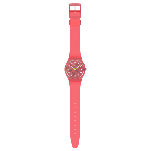 Swatch Gent SO29P700 Wavelengths of Coral – Orologio uomo quadrante corallo, vista frontale su sfondo bianco – CICCO Gioielleria